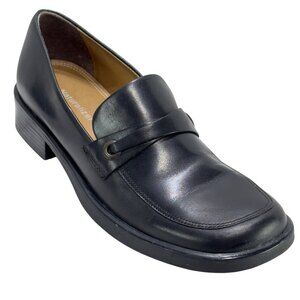 NATURALIZER Womens Black Leather Loafers Low Block Heel SlipOn Comfort Size 7.5N